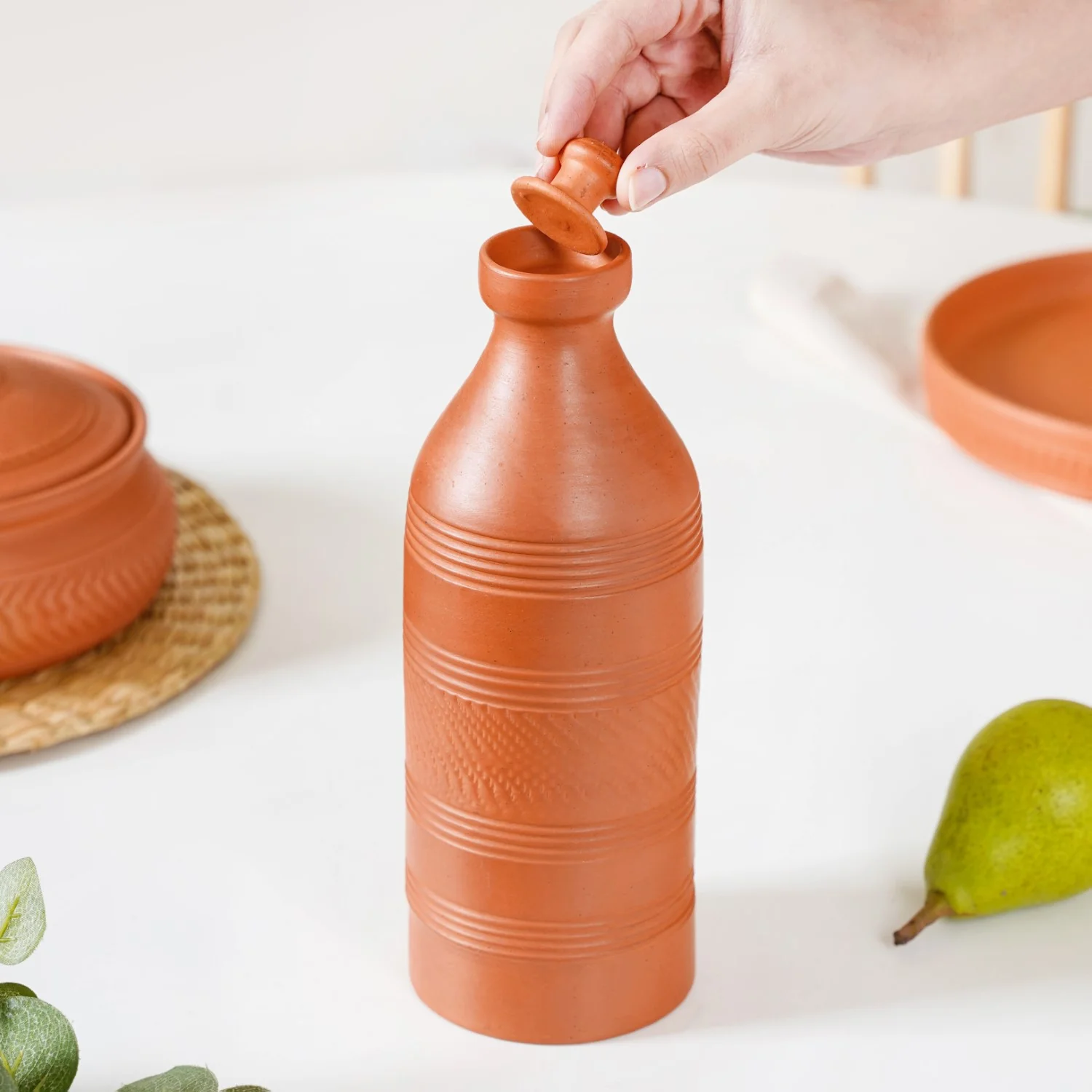 Earthen Clay Water Bottle 850ml - Image 9