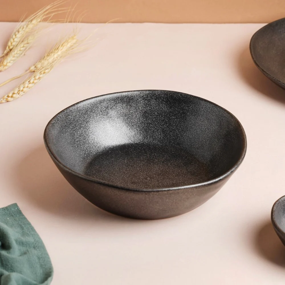 Earthen Stoneware Serving Bowl Matte Black 900 ml - Image 2