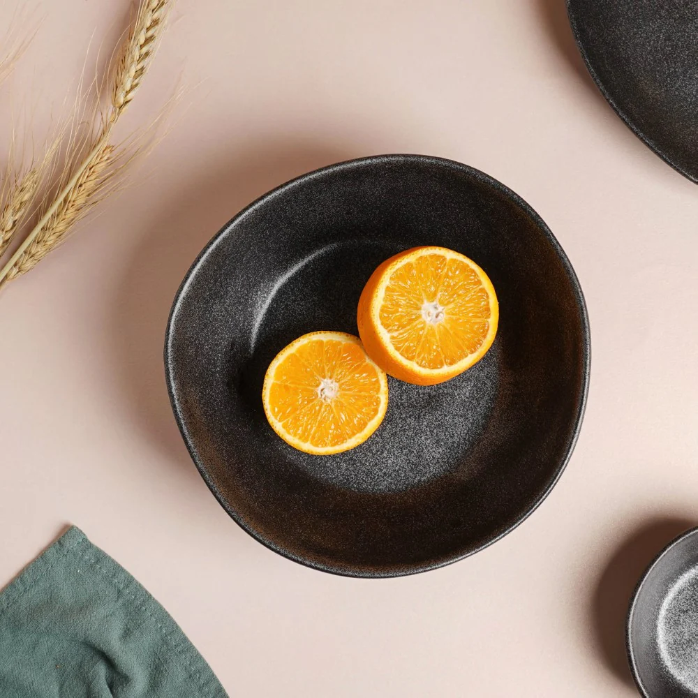 Earthen Stoneware Serving Bowl Matte Black 900 ml - Image 4