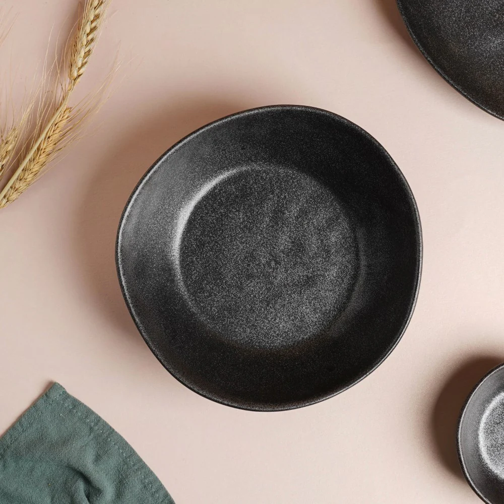 Earthen Stoneware Serving Bowl Matte Black 900 ml - Image 5
