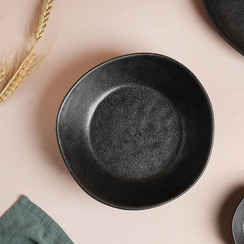 Earthen Stoneware Serving Bowl Matte Black 900 ml - Image 8
