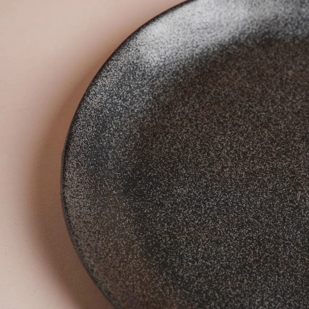 Earthen Stoneware Snack Plate Matte Black 8.5 Inch - Image 8