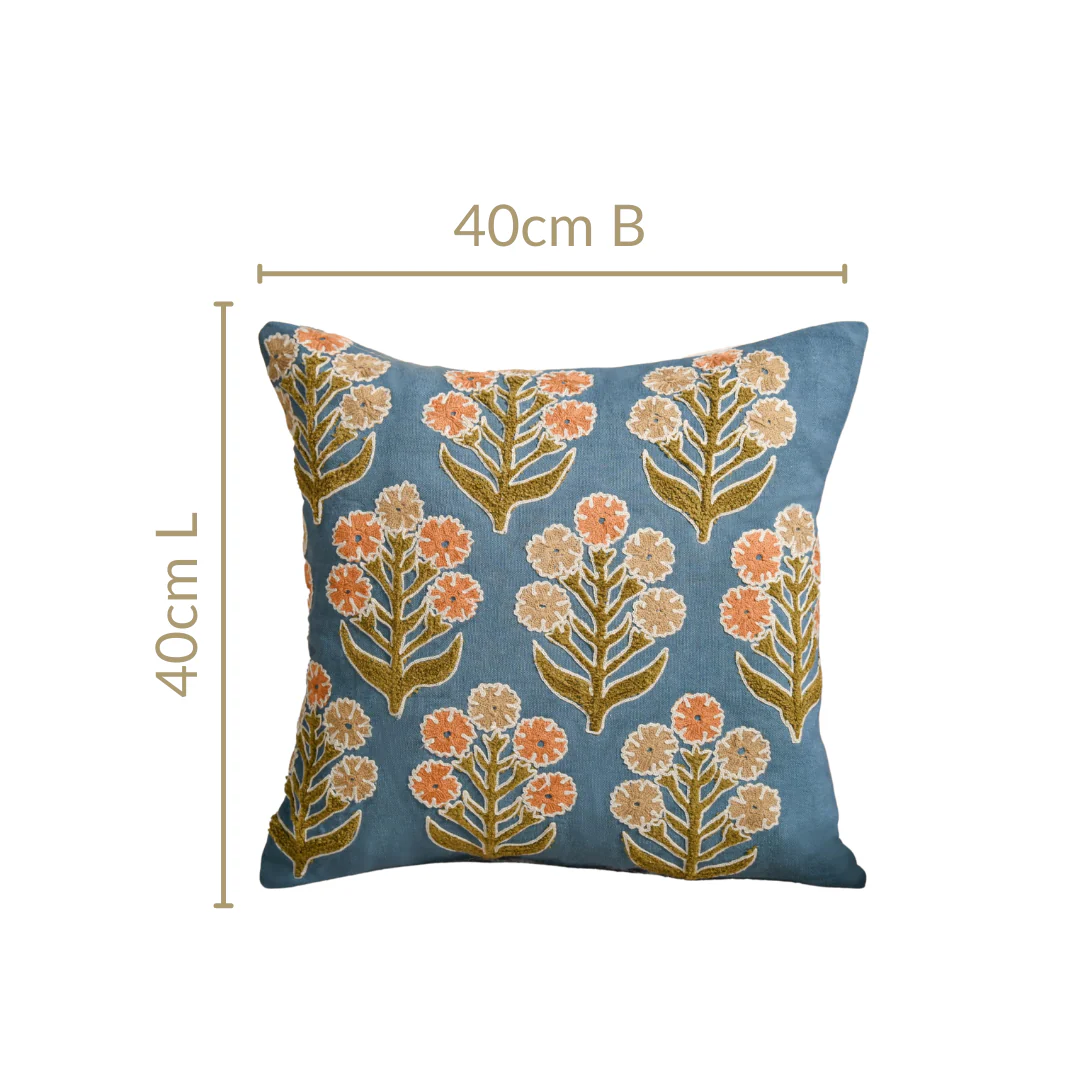 Earthy Botanical Embroidered Cushion Cover 40x40cm - Image 4