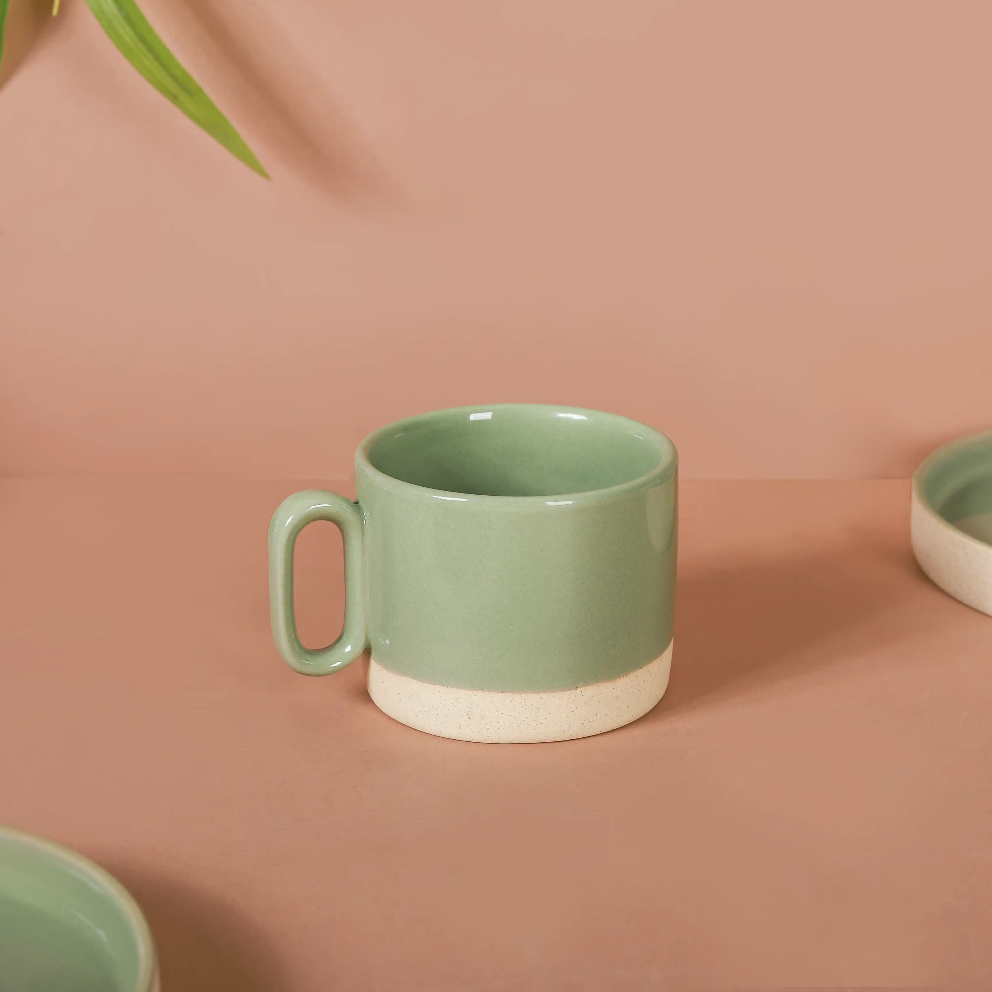 Earthy Clay Cup And Saucer Set Of 6 Sage Green 100ml - Image 8