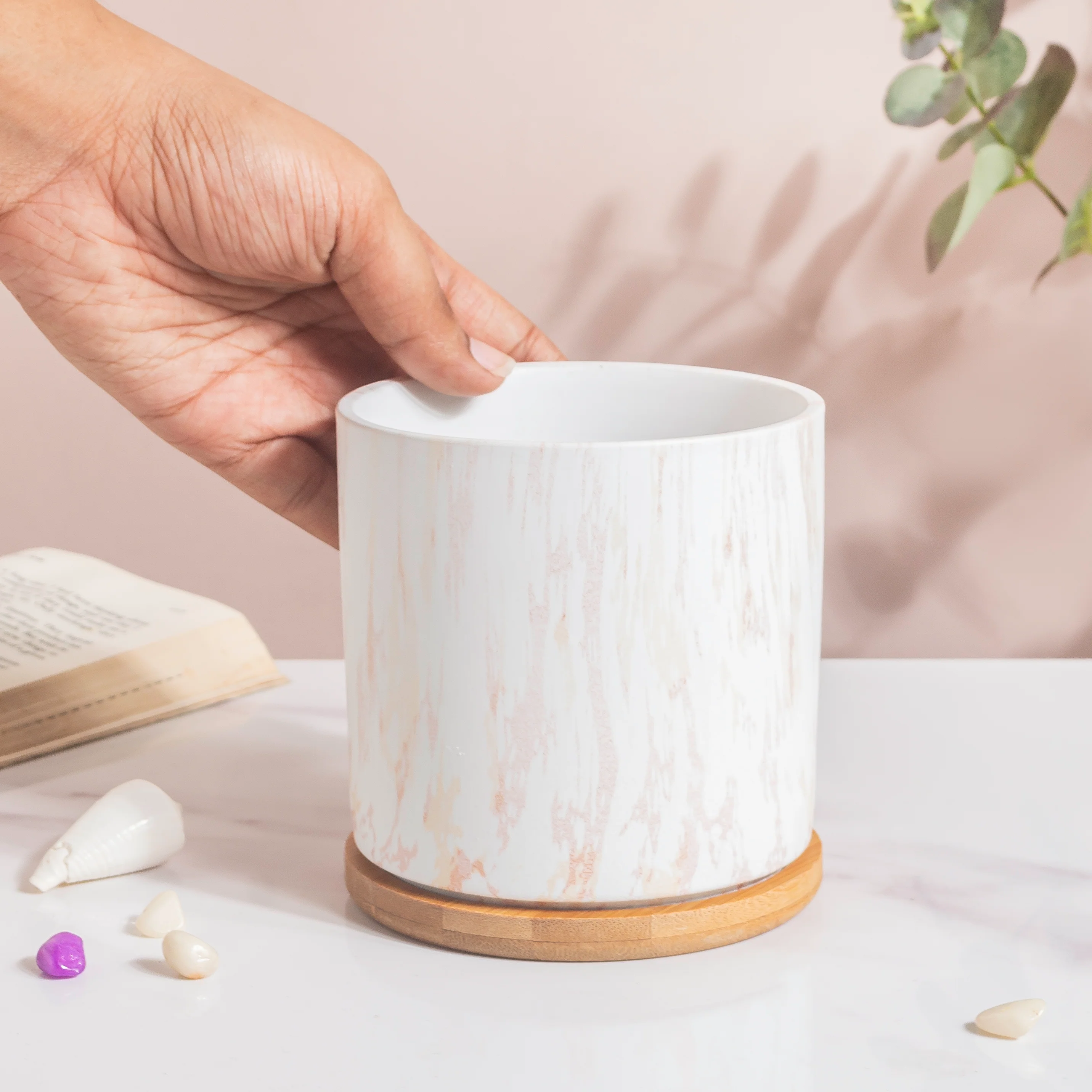 Earthy Elegance Planter Pot With Coaster Set Of 4 - Image 3