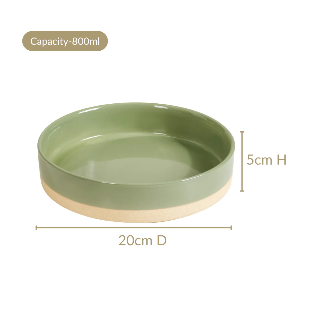 Earthy Sage Green Stoneware Serving Bowls Set Of 2 800ml - Image 4