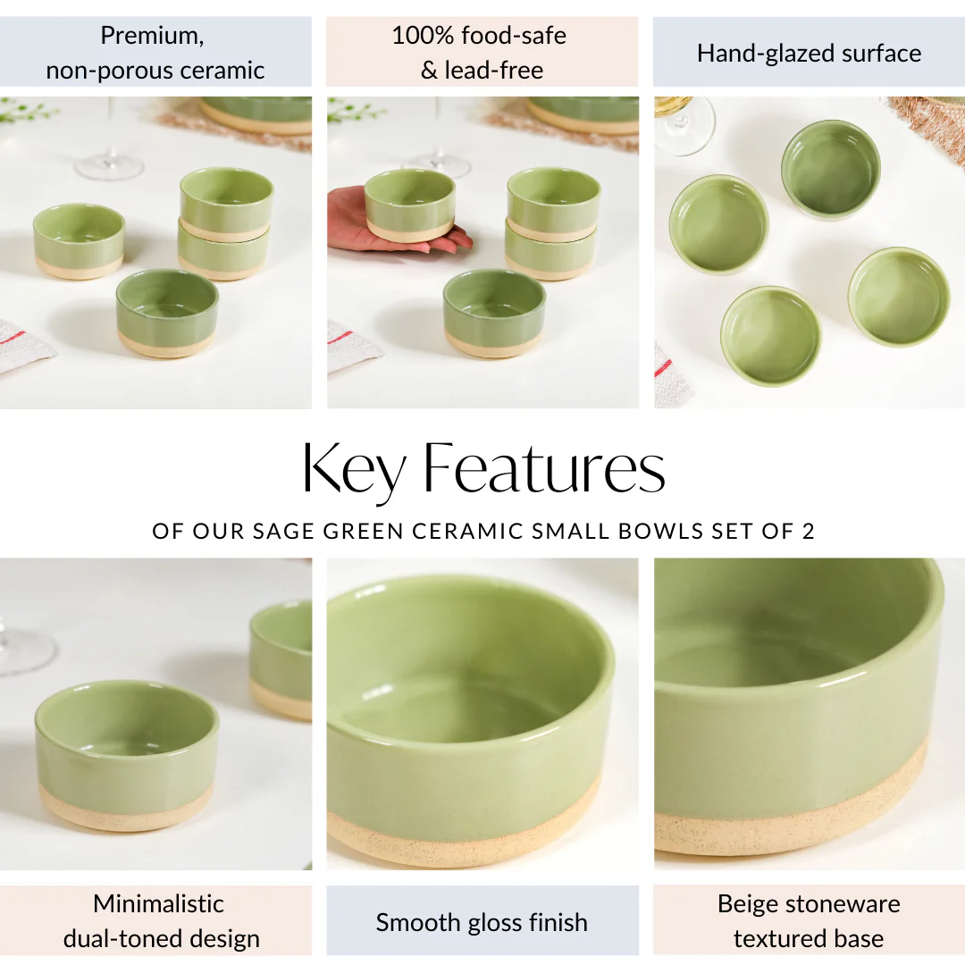 Earthy Sage Green Stoneware Small Bowls Set Of 4 150ml - Image 5
