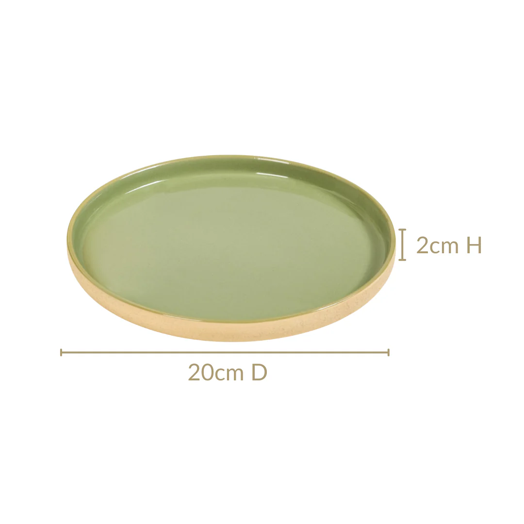 Earthy Sage Green Stoneware Snack Plates Set Of 4 8 Inch - Image 5