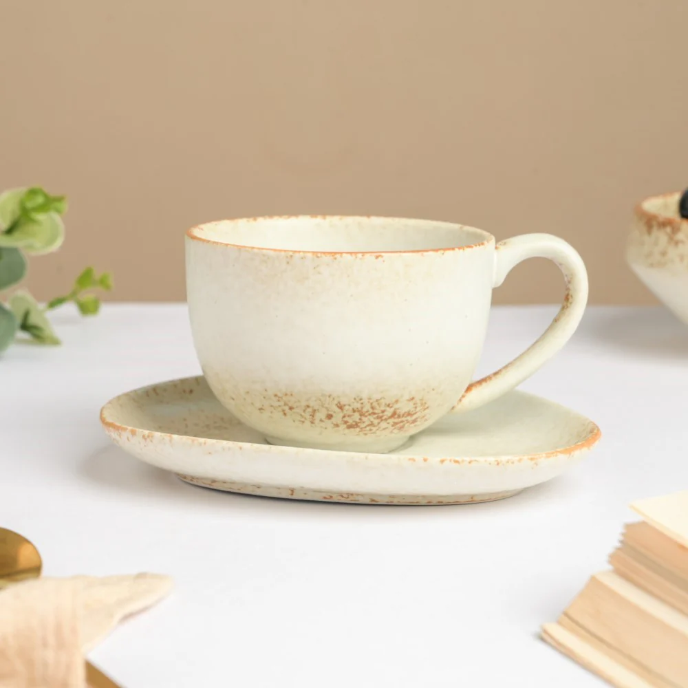 Earthy Stoneware Cup And Saucer 200 ml - Image 5