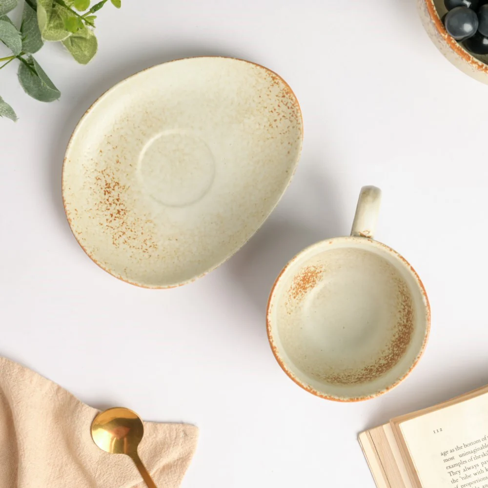 Earthy Stoneware Cup And Saucer 200 ml - Image 6