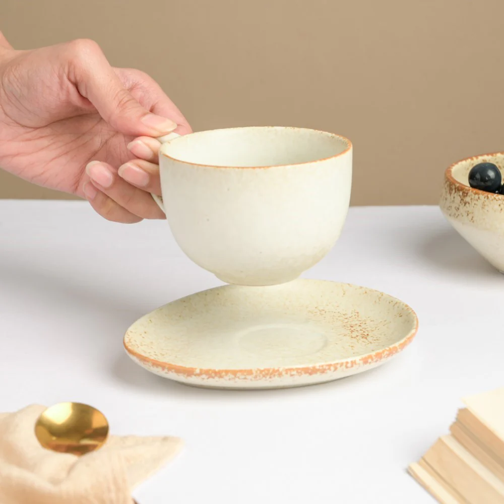 Earthy Stoneware Cup And Saucer 200 ml - Image 7