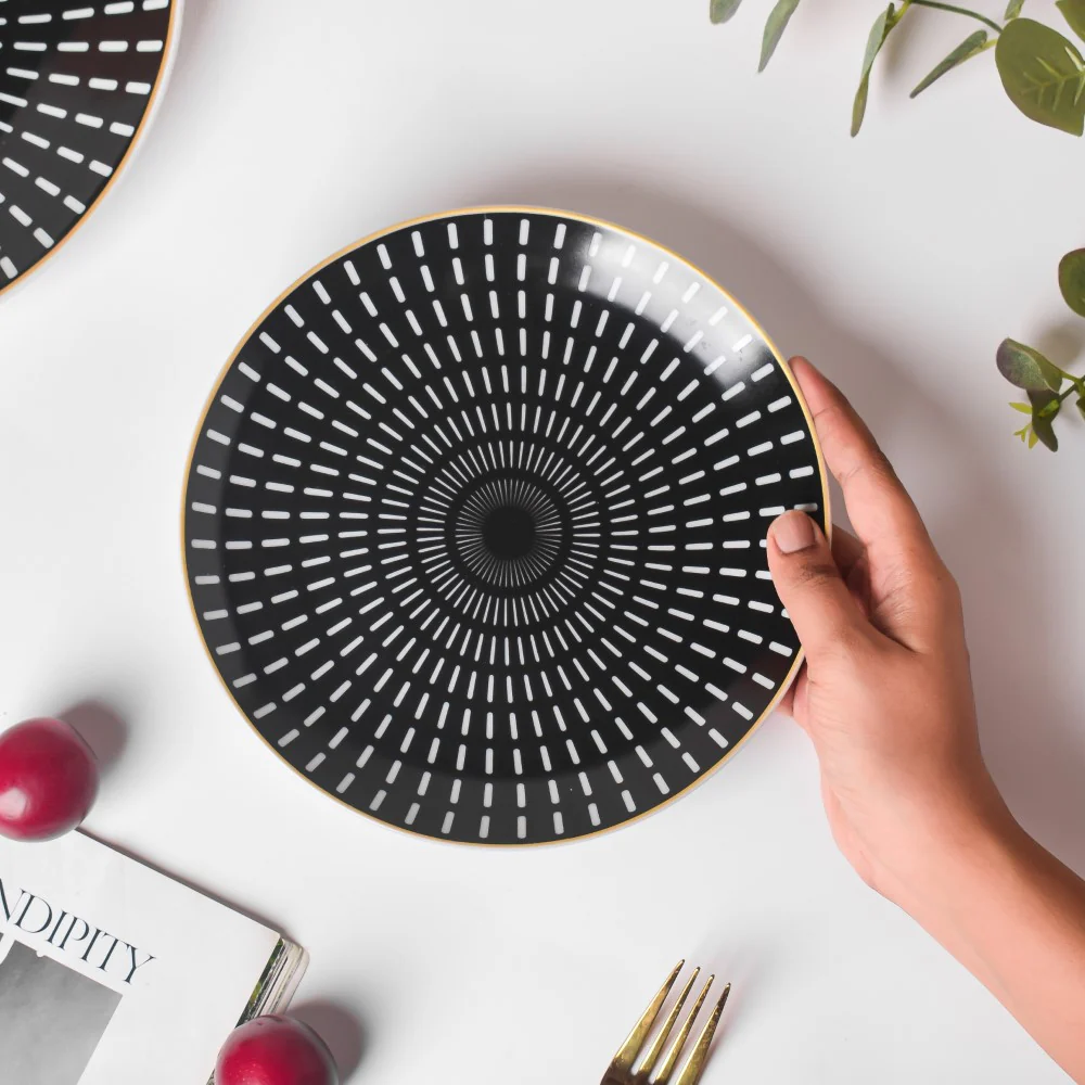 Ebony Ceramic Snack Plate Black 8 Inch - Image 2