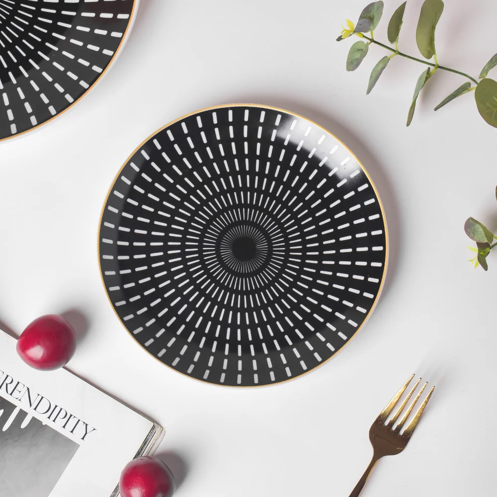 Ebony Ceramic Snack Plate Black 8 Inch - Image 4