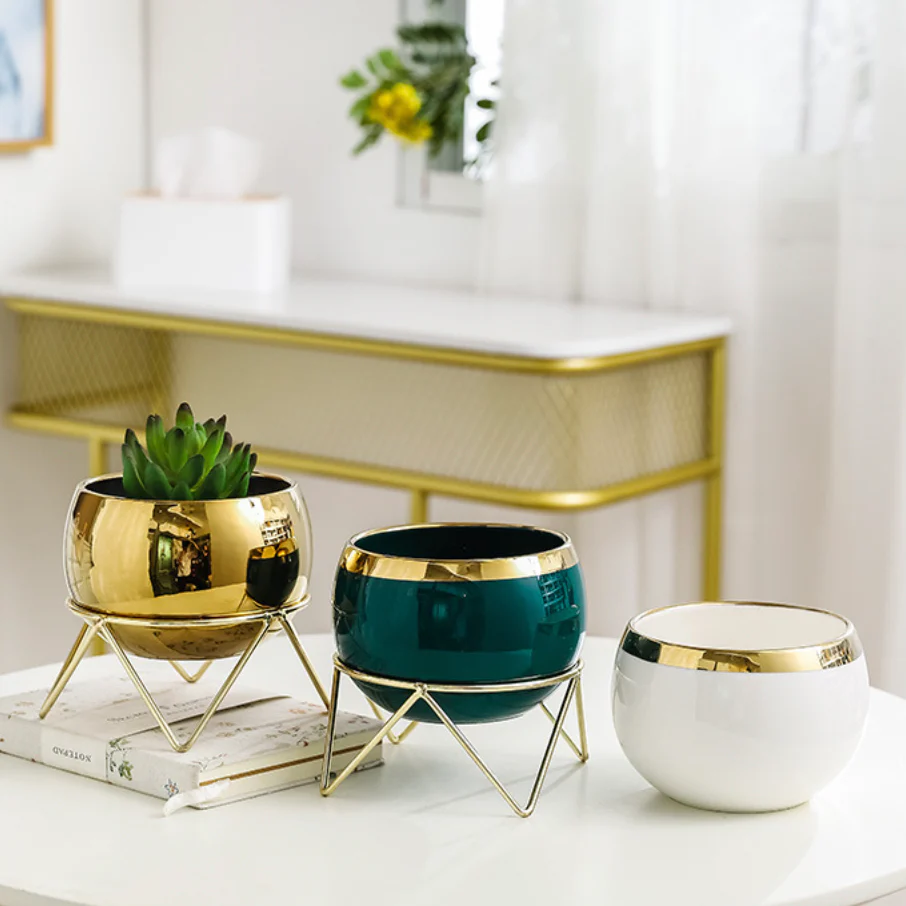 Eclat Ceramic White Planter With Stand Large - Image 9