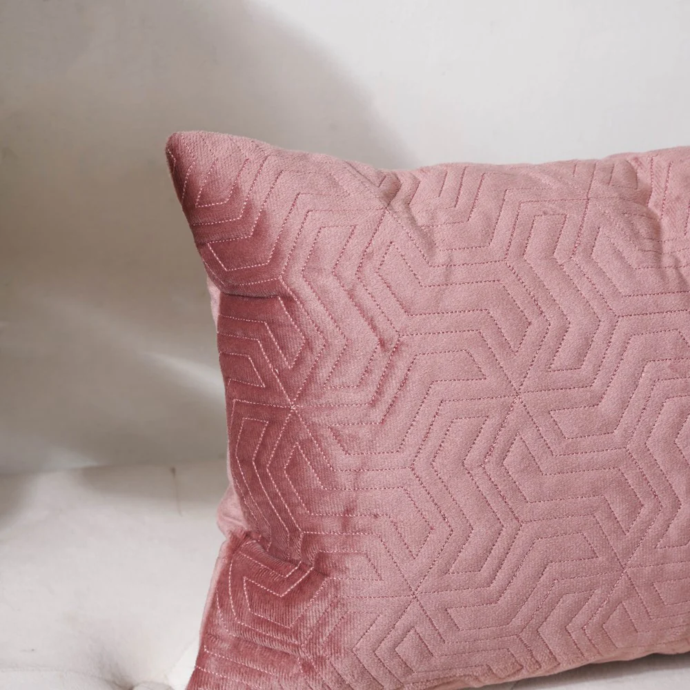 Eclectic Rectangle Velvet Cushion Cover Dusty Pink 12x18 inch - Image 4
