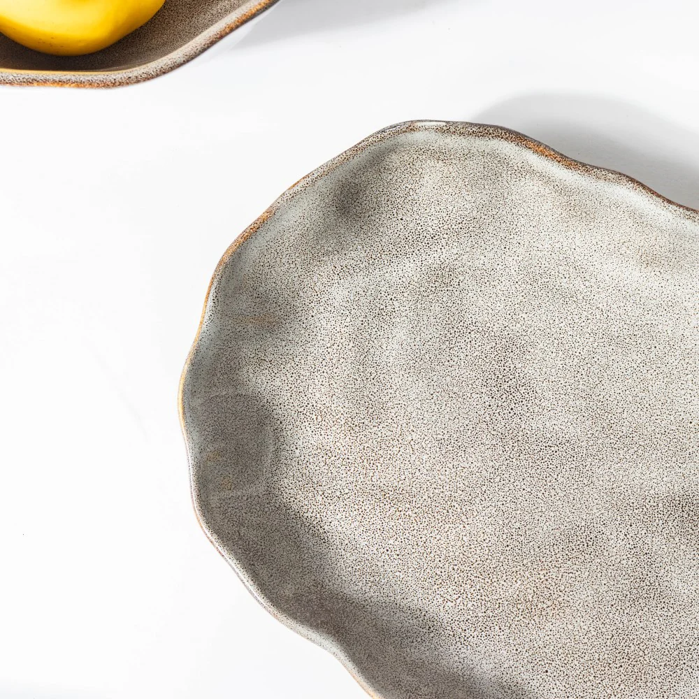 Eclectic Stoneware Long Plate Grey 11.5 Inch - Image 4
