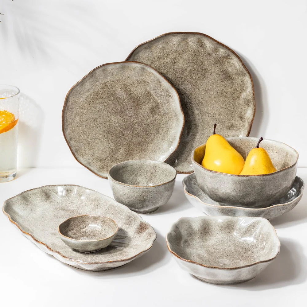 Eclectic Stoneware Long Plate Grey 11.5 Inch - Image 6