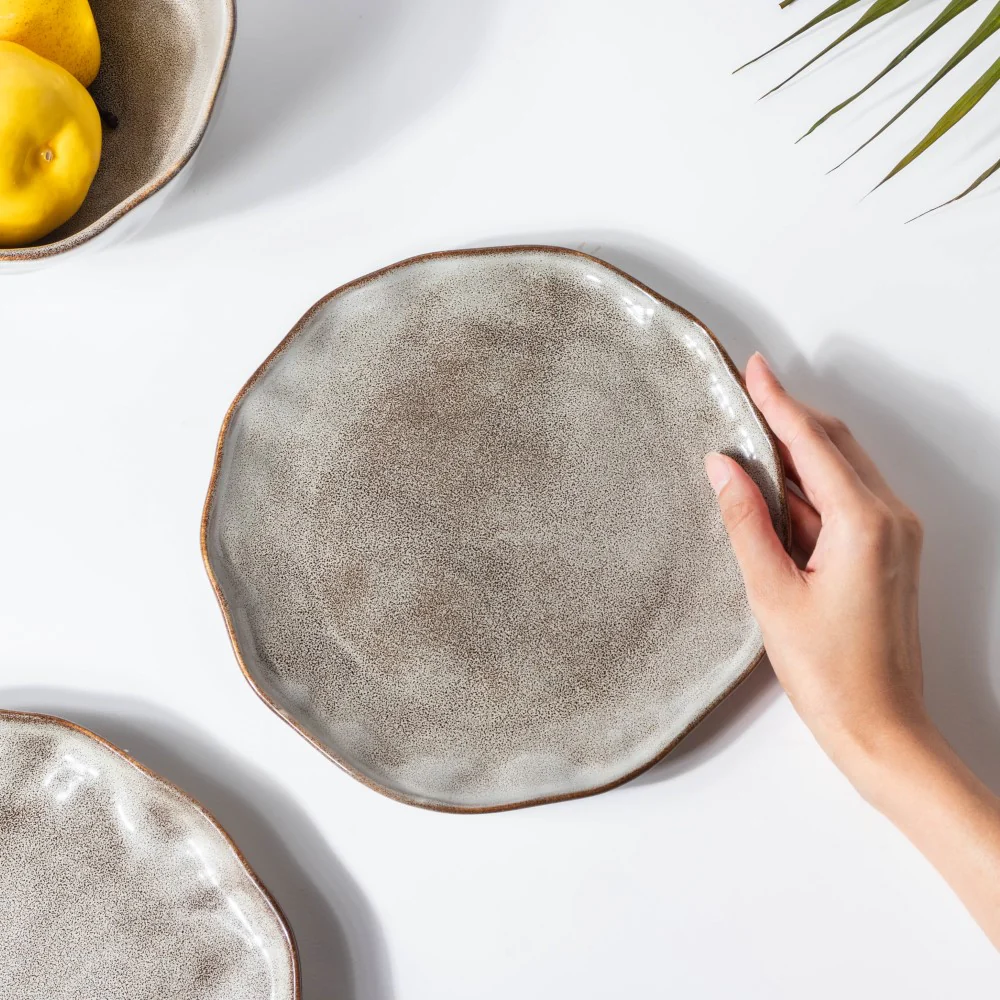 Eclectic Stoneware Snack Plate Grey 8 Inch - Image 2