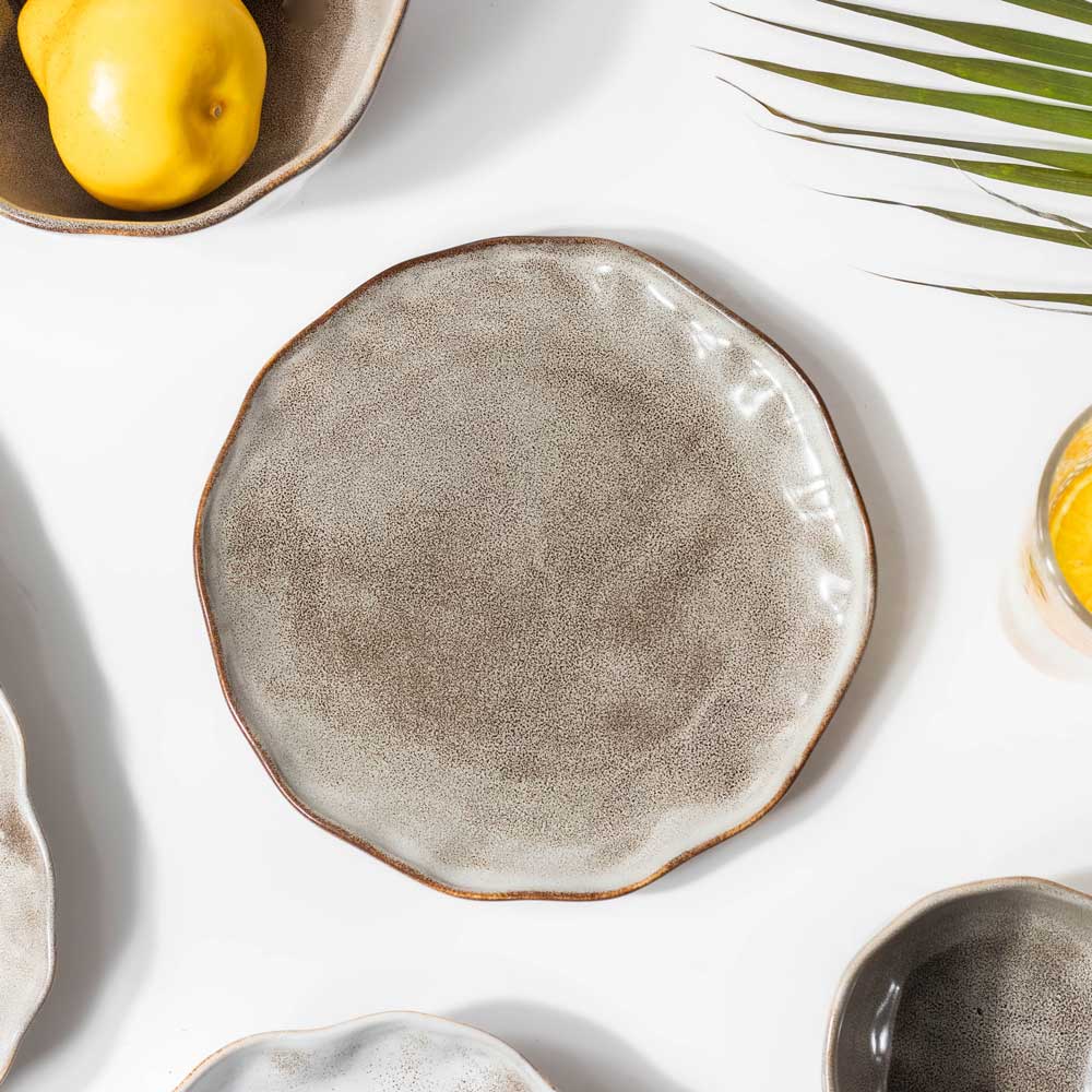 Eclectic Stoneware Snack Plate Grey 8 Inch - Image 5