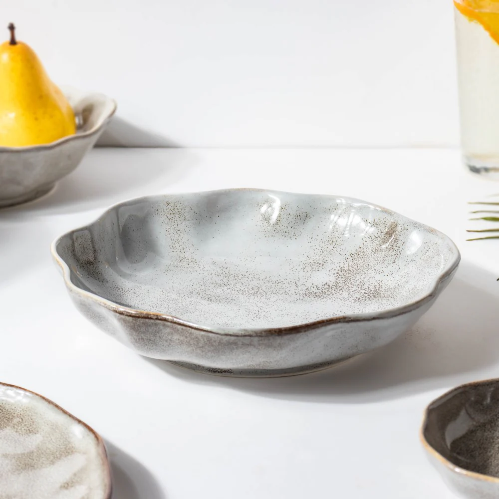 Eclectic Stoneware Wavy Snack Plate Grey 8 Inch - Image 6