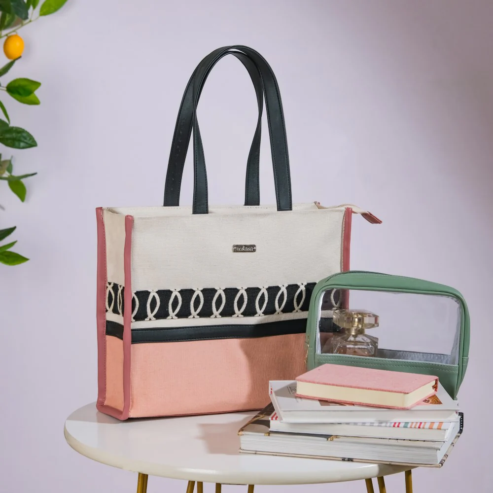 Eco Canvas Tote Bag Pink Small 12 x 10 Inch - Image 3