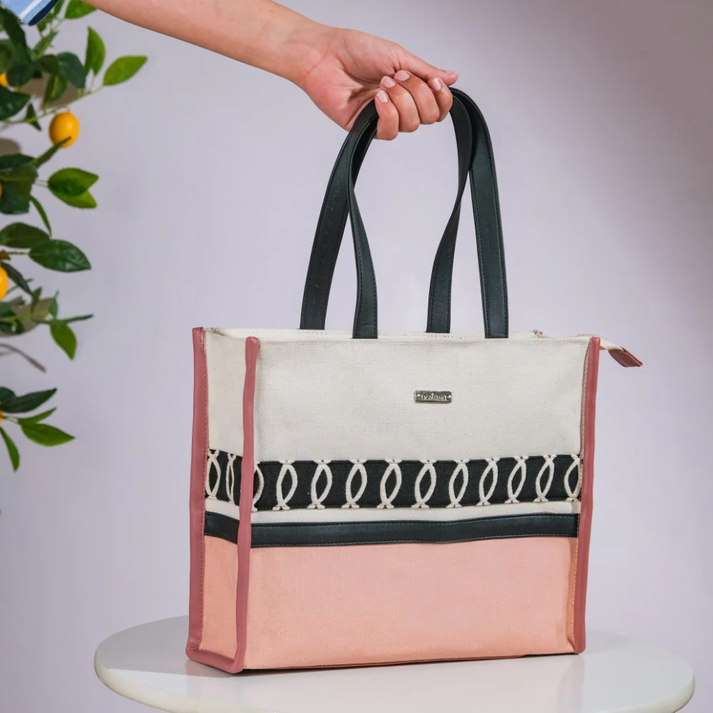 Eco Canvas Tote Bag Pink Small 12 x 10 Inch - Image 5