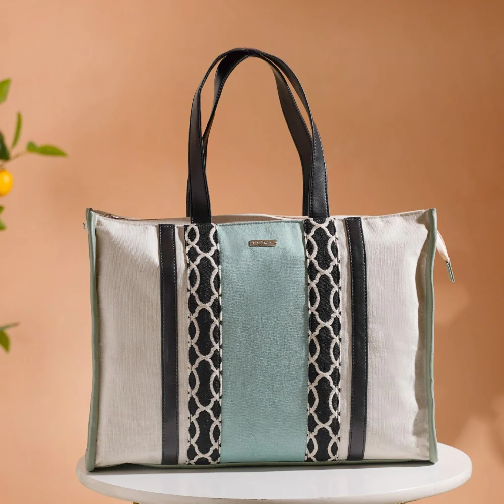 Eco-friendly Carryall Canvas Tote Bag Mint Large 17 X 12 Inch - Image 12
