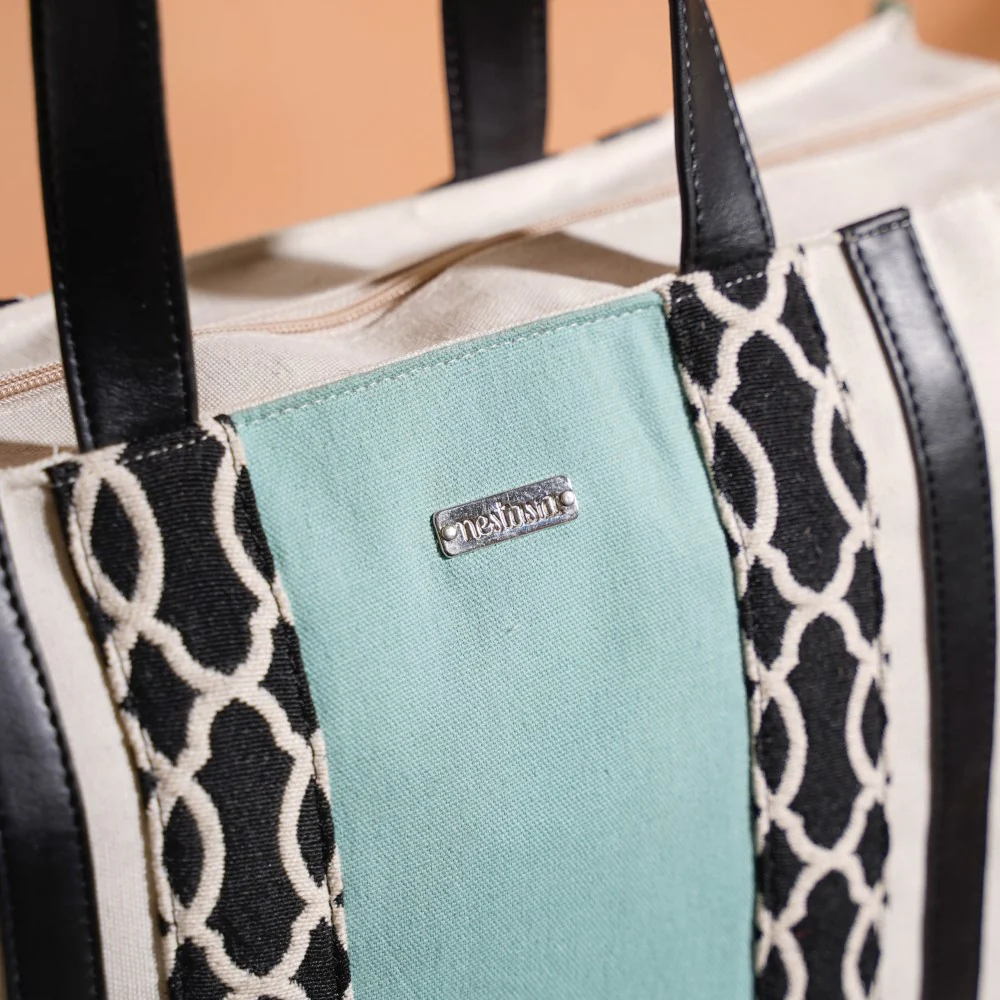 Eco-friendly Carryall Canvas Tote Bag Mint Large 17 X 12 Inch - Image 8