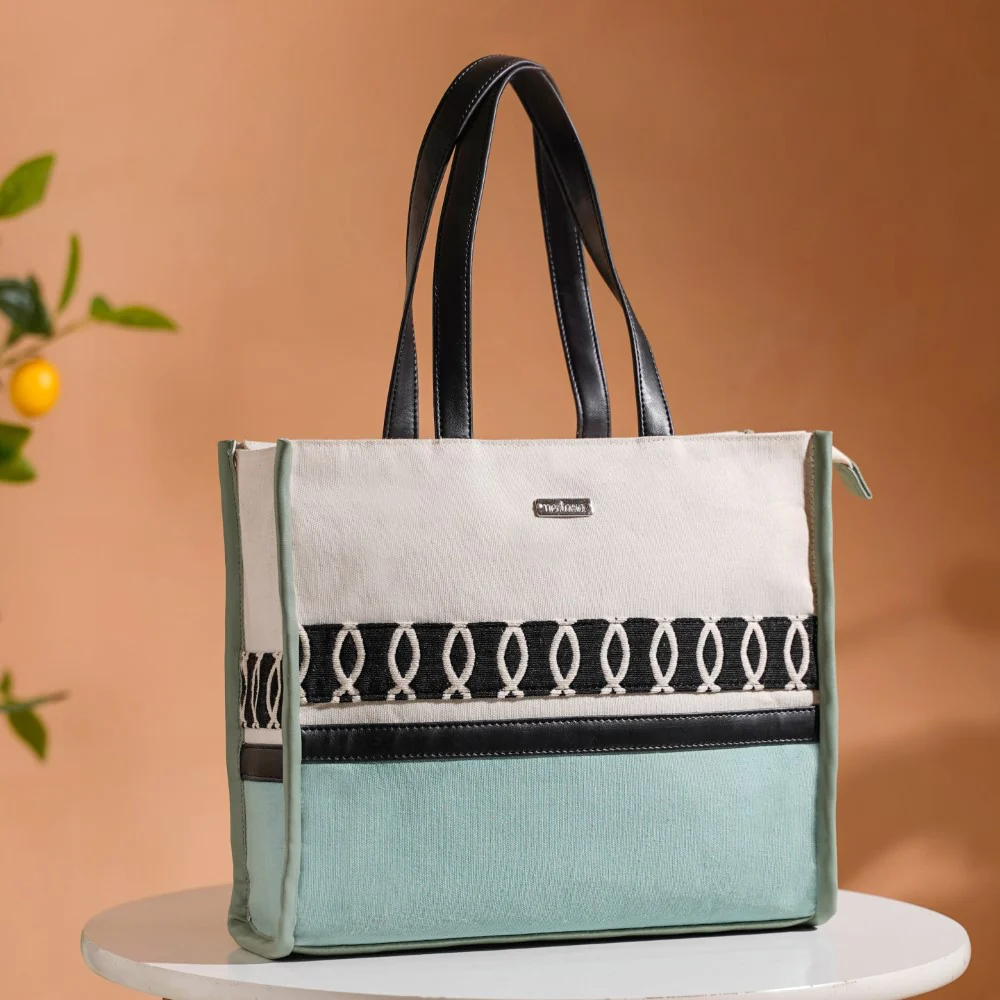 Eco-friendly Carryall Tote Bag Mint Set Of 2 - Image 10
