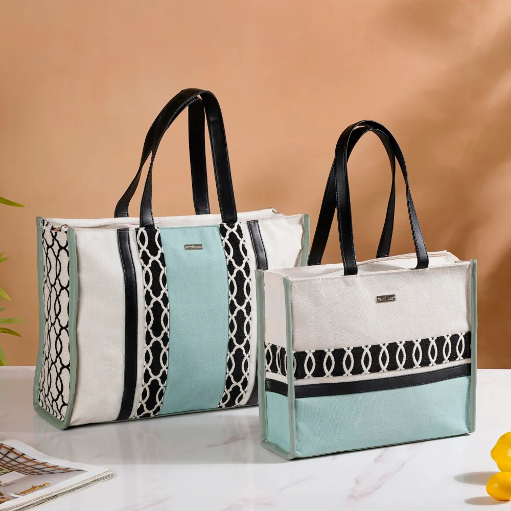 Eco-friendly Carryall Tote Bag Mint Set Of 2 - Image 17