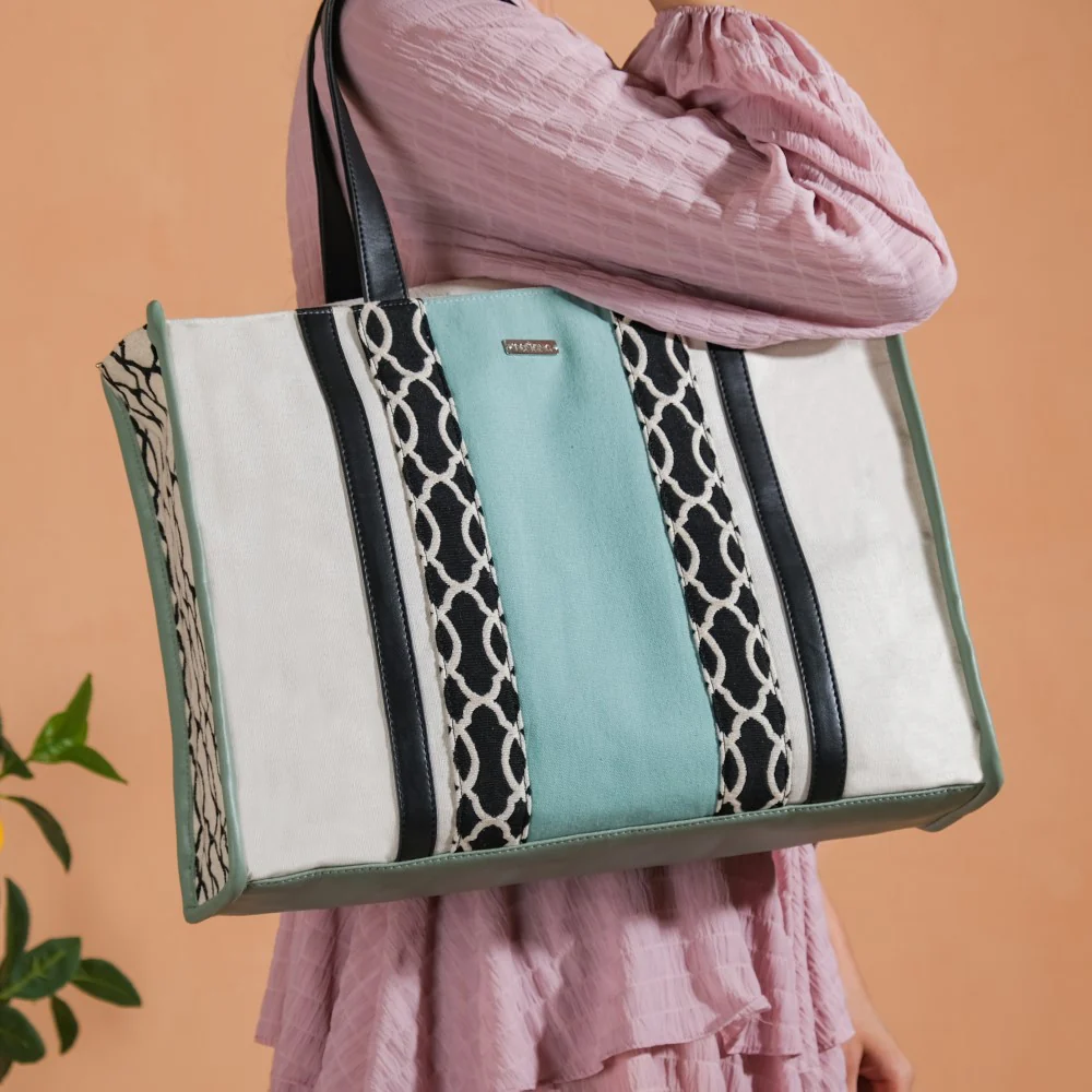 Eco-friendly Carryall Tote Bag Mint Set Of 2 - Image 5