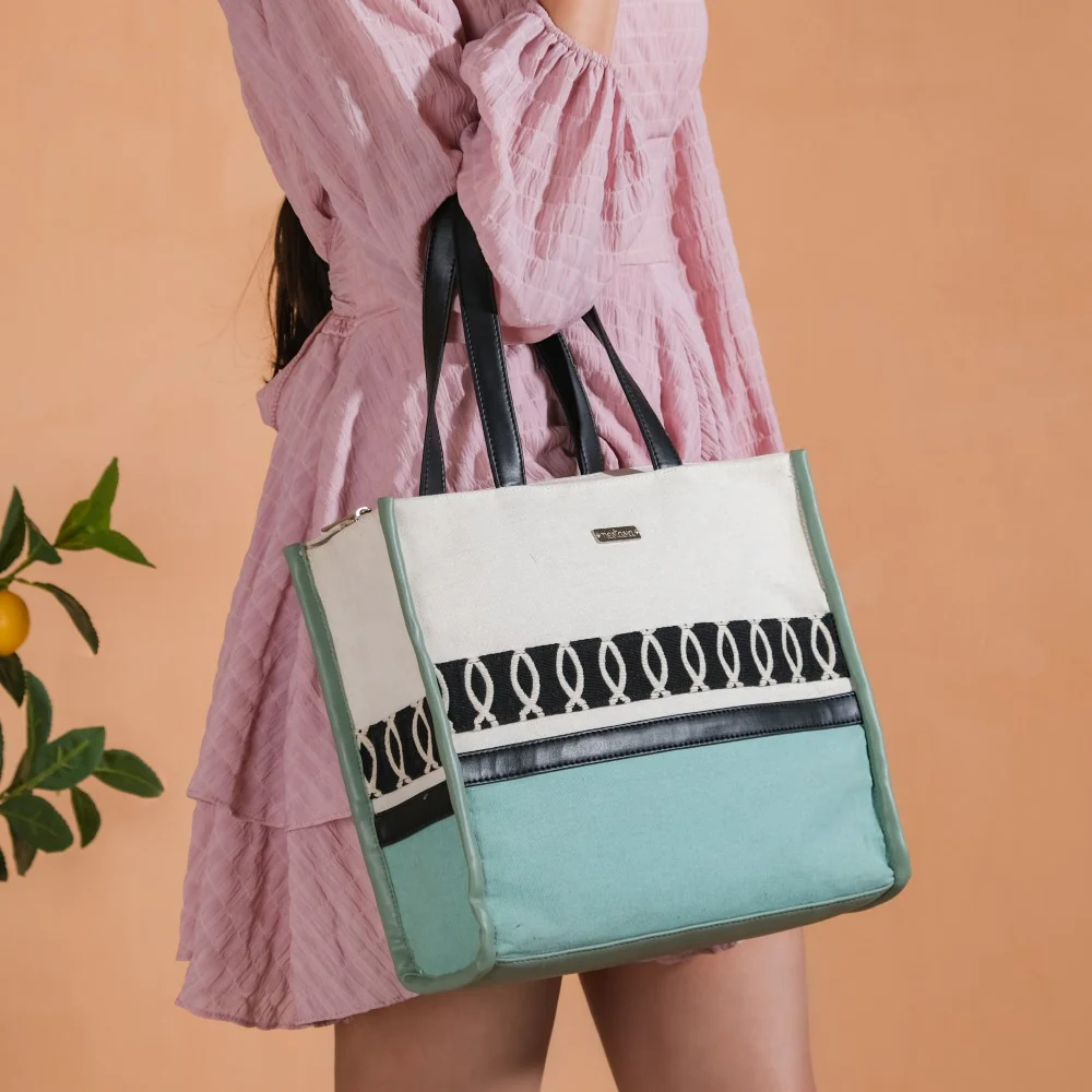Eco-friendly Carryall Tote Bag Mint Set Of 2 - Image 6