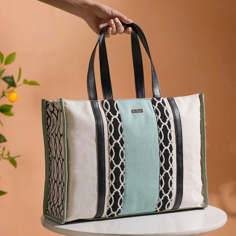 Eco-friendly Carryall Tote Bag Mint Set Of 2 - Image 8