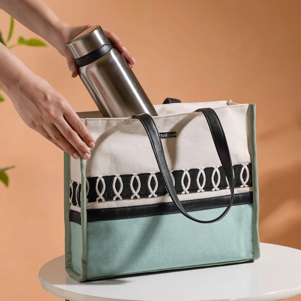 Eco-friendly Carryall Tote Bag Mint Set Of 2 - Image 9