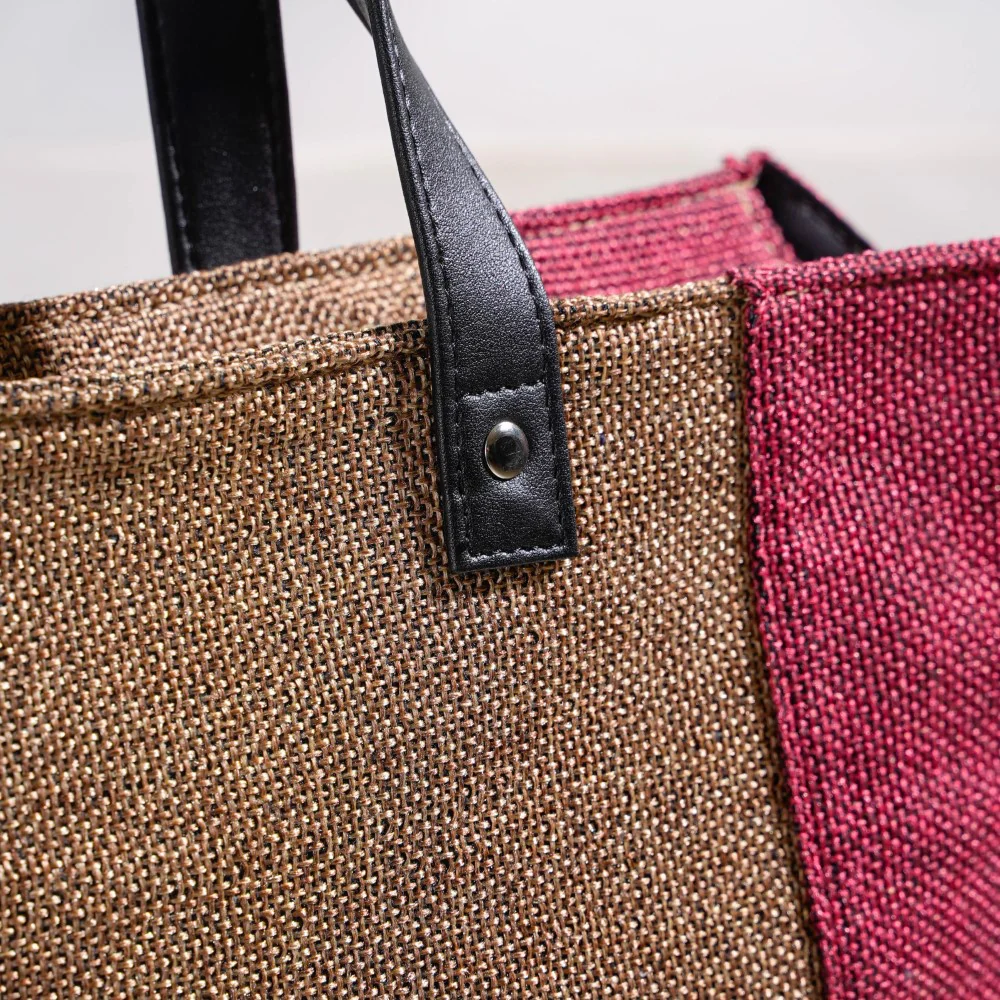 Eco Friendly Jute Lunch Bag Beige And Red 15 x 10 Inch - Image 14