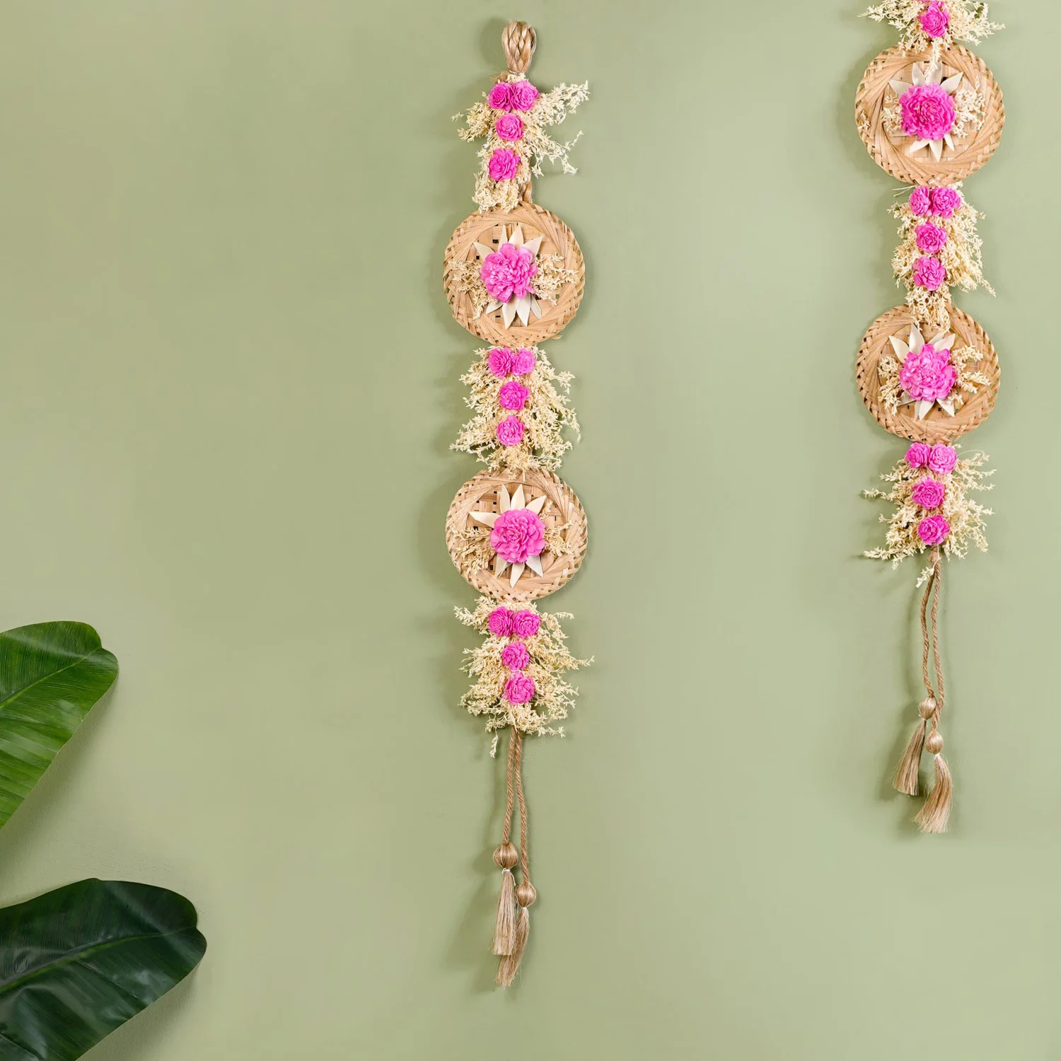 Eco Friendly Sola Flowers Wall Hanging Pink Set Of 2 - Image 8