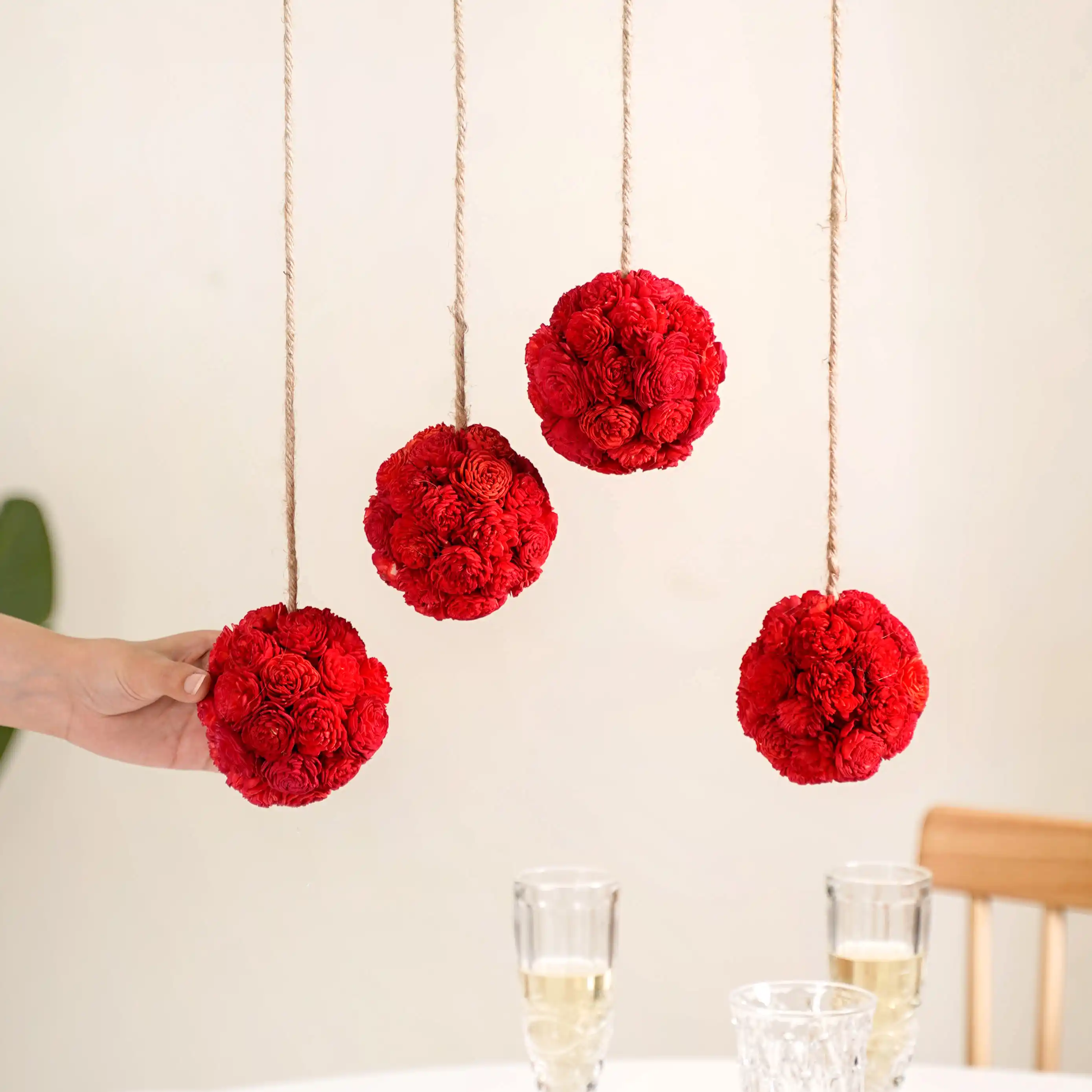 Eco-friendly Wall Hanging For Home Set of 4 Red - Image 4