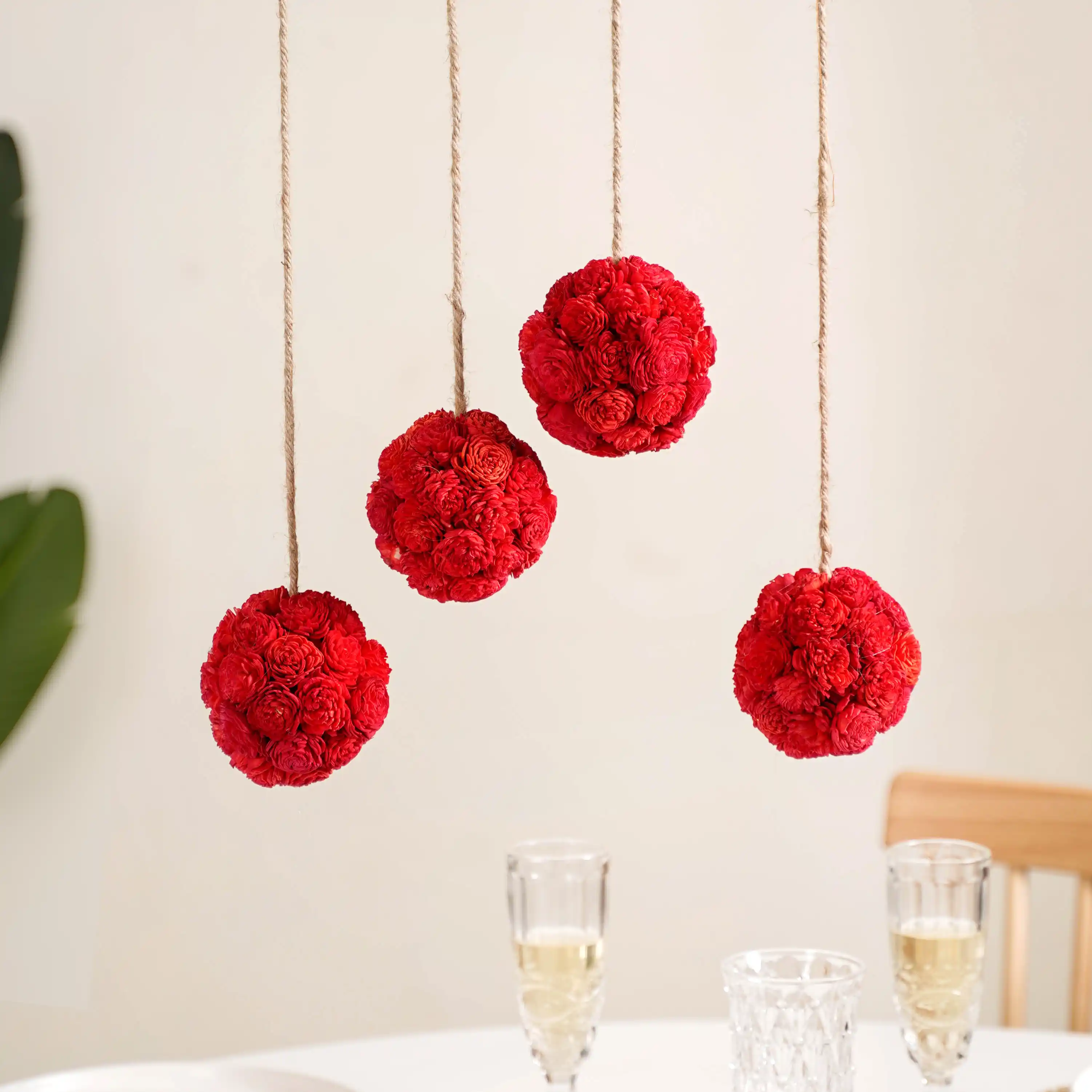 Eco-friendly Wall Hanging For Home Set of 4 Red - Image 5