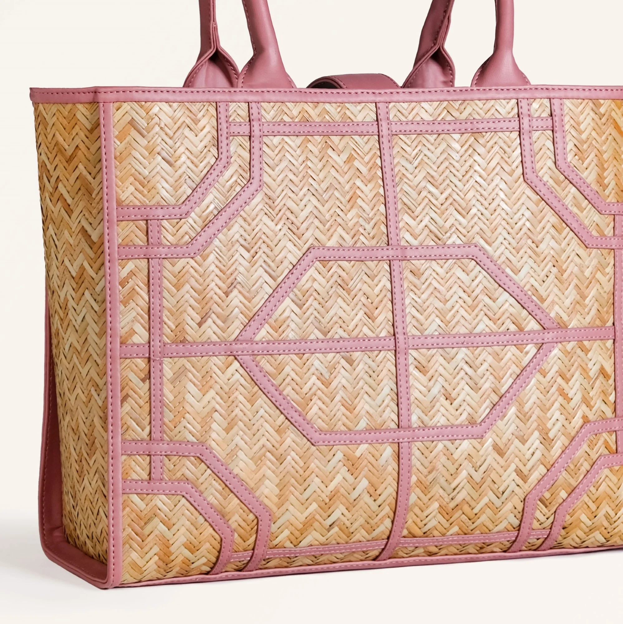 Ecofriendly Handwoven Natural BreezeBag Blush Pink Tote - Image 7