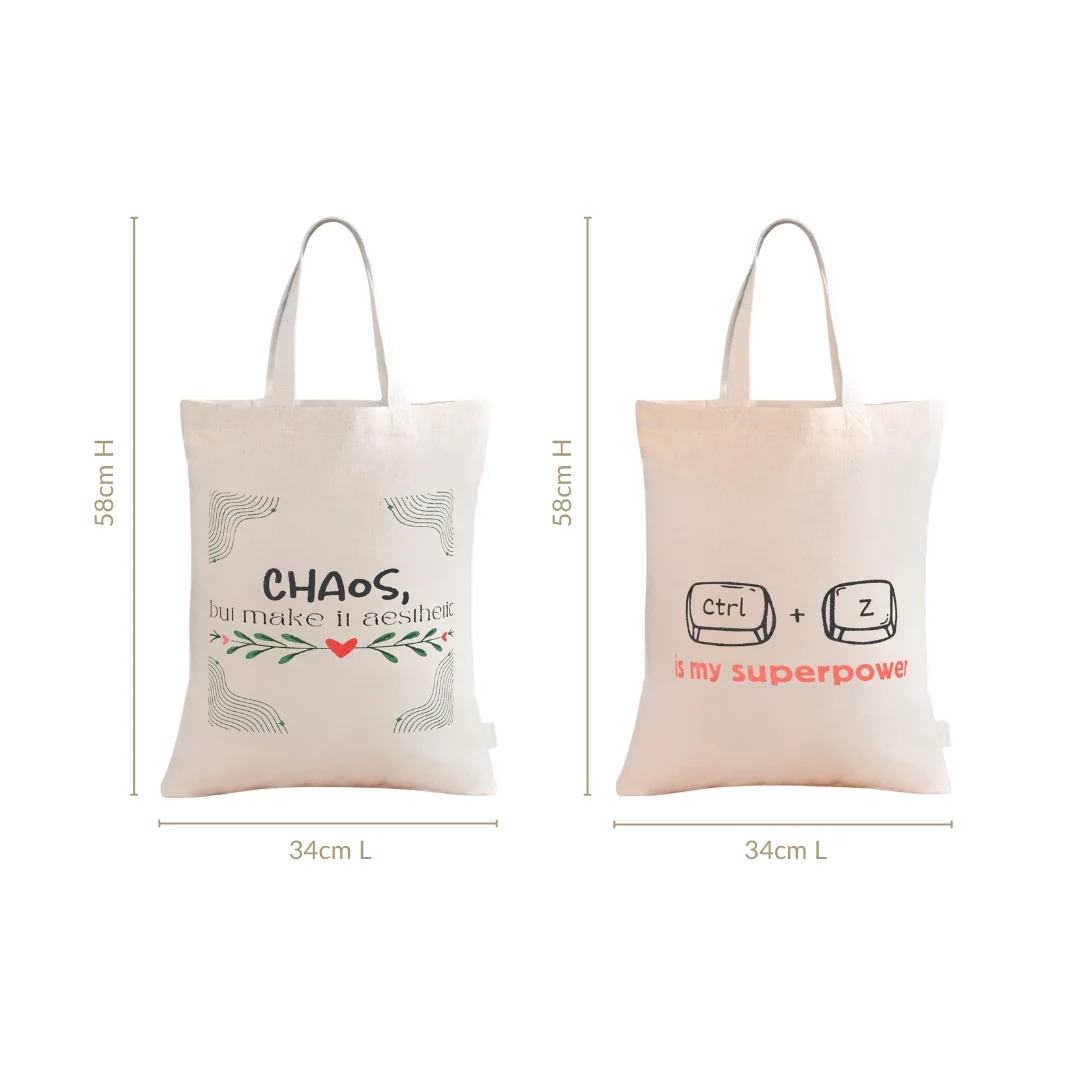 Ecofriendly Quirky Quotes Canvas Tote Bag For Women Set Of 2 - Image 4