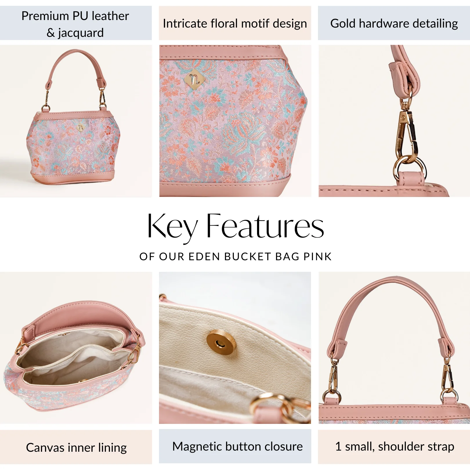 Eden Bucket Bag Pink - Image 6