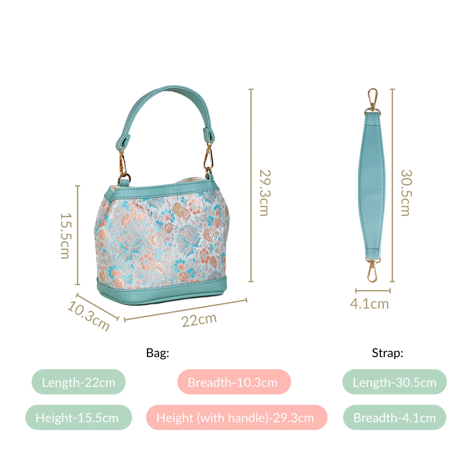 Eden Bucket Handbag For Women Mint - Image 5