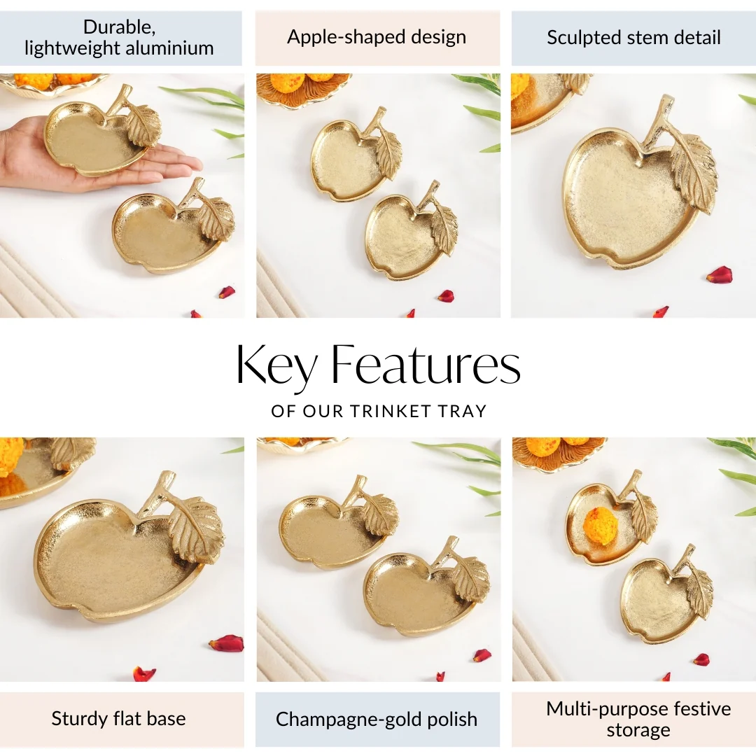Eden Harvest Shiny Trinket Tray Set Of 2 In Festive Gift Box - Image 5