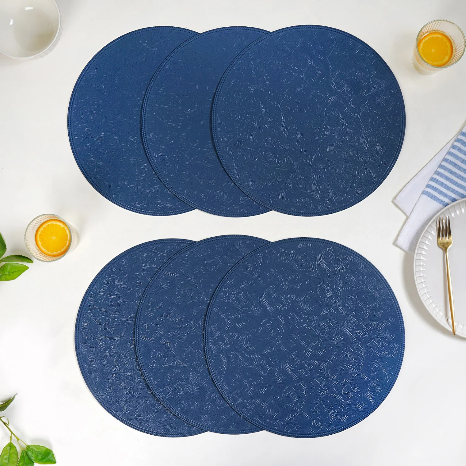 Electric Blue Round Table Mat Set Of 6 - Image 7