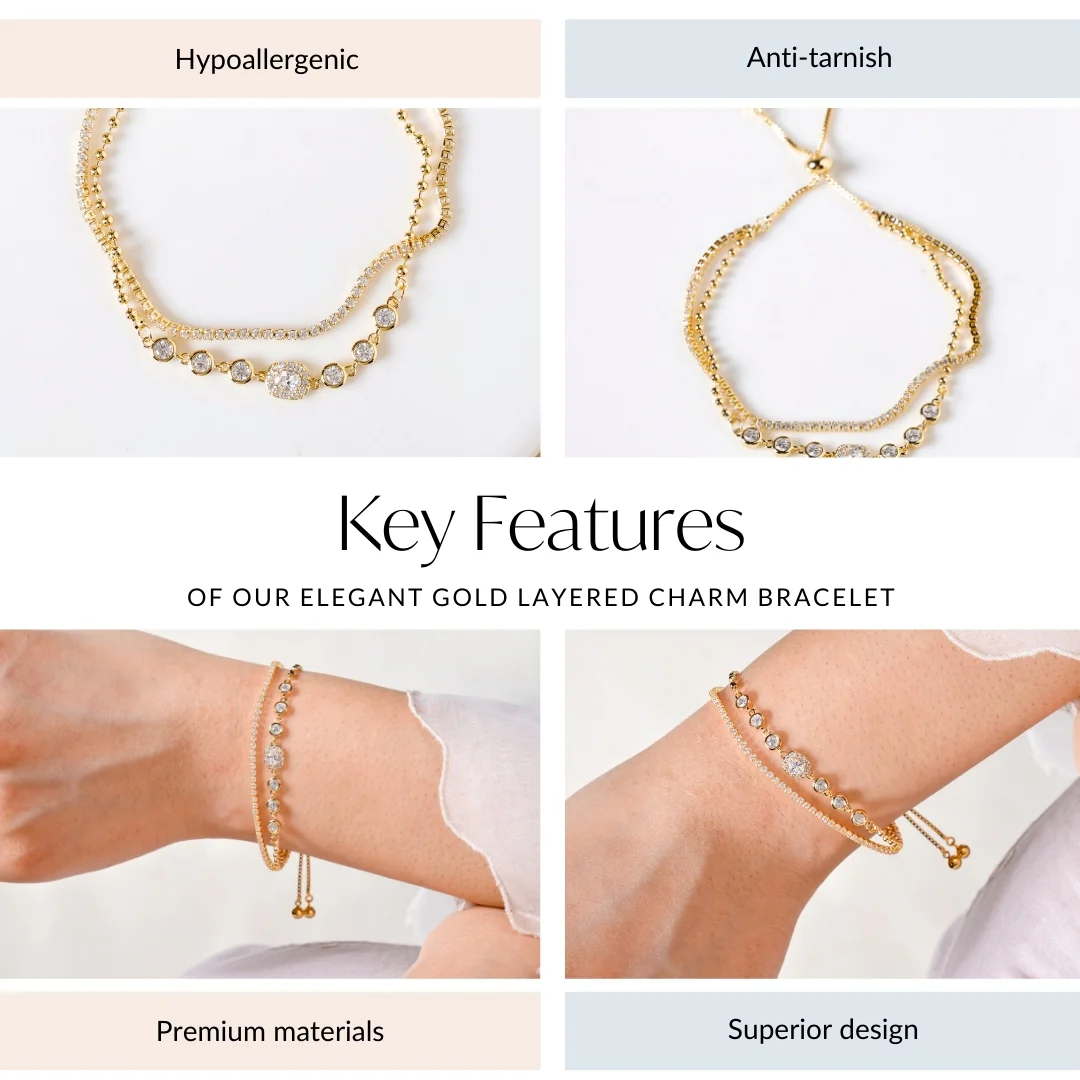 Elegant Gold Layered Charm Bracelet - Image 4