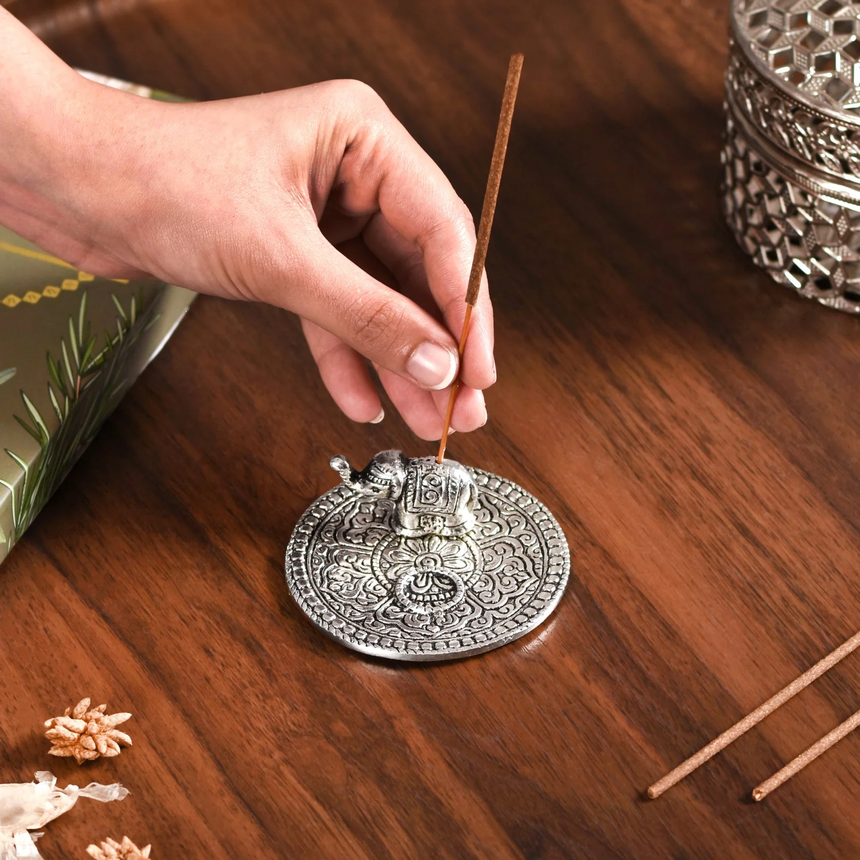 Elephant Incense And Dhoop Holder With Incense And Cones Box - Image 3