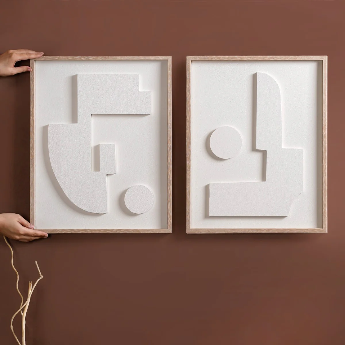 Embossed 3D Wall Art White Set Of 2 20x16 Inch - Image 2