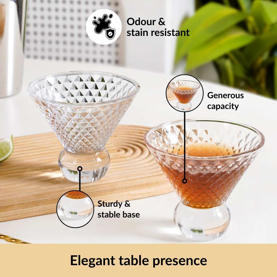 Embossed Crystal Ball Cocktail Glass Set Of 6 180ml - Image 4
