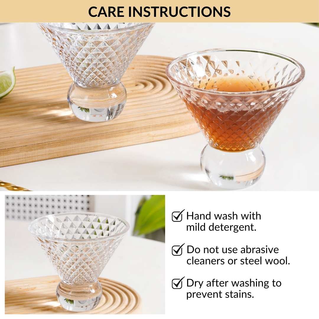 Embossed Crystal Ball Cocktail Glass Set Of 6 180ml - Image 7