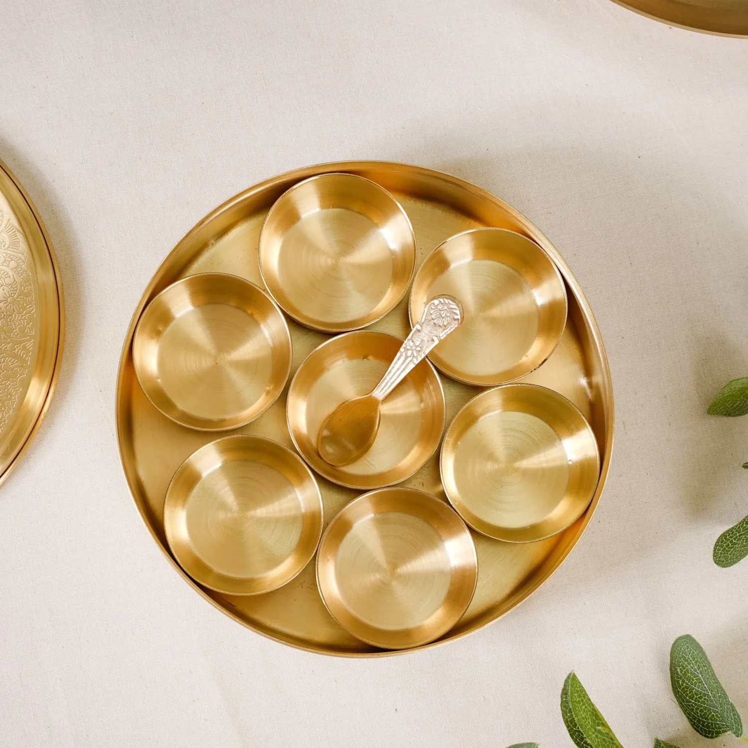Embossed Pure Brass Airtight Masala Box Set With Gift Box - Image 9